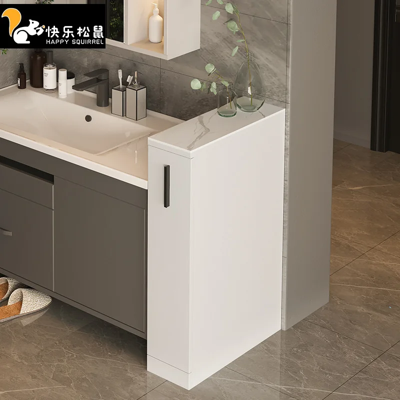 Extremely narrow pull-out cabinet, ultra-thin 25cm half-wall partition, 30 cm on the side of the toilet, solid wood rock slab
