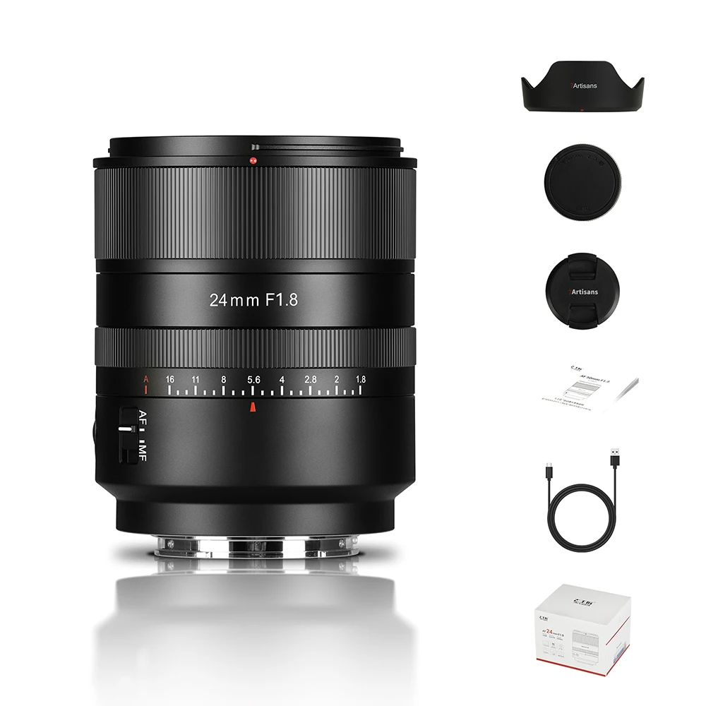 7artisans af24mm f1.8 foco automático stm lente de quadro completo grande abertura lente principal crítica grande angular para sony e mount lente da câmera