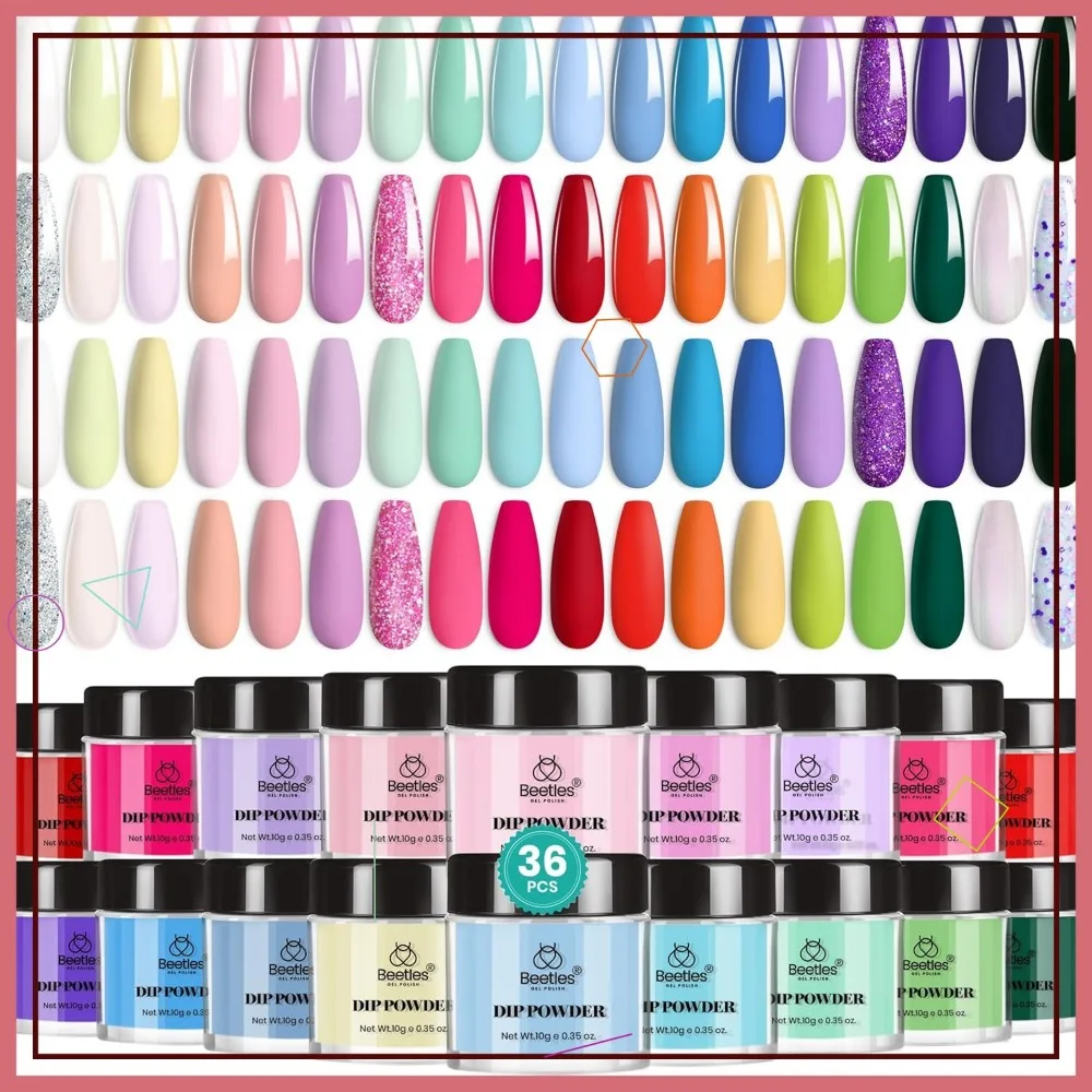 

36 Colors Dipping Powder Nail Kit, Quick-Dry Glitter Pastel Set for French Manicure DIY Salon Gift
