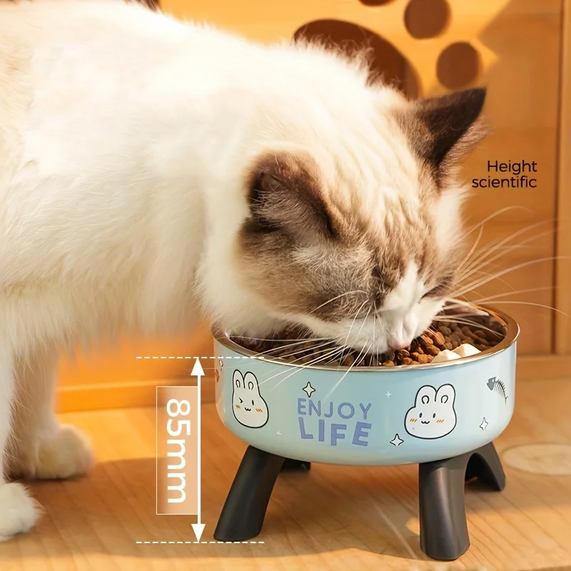 

Elevated Stainless Steel Pet Bowl with Cute Pattern Non-Slip Spill-Proof Design for Small Dogs and Cats pet supplies