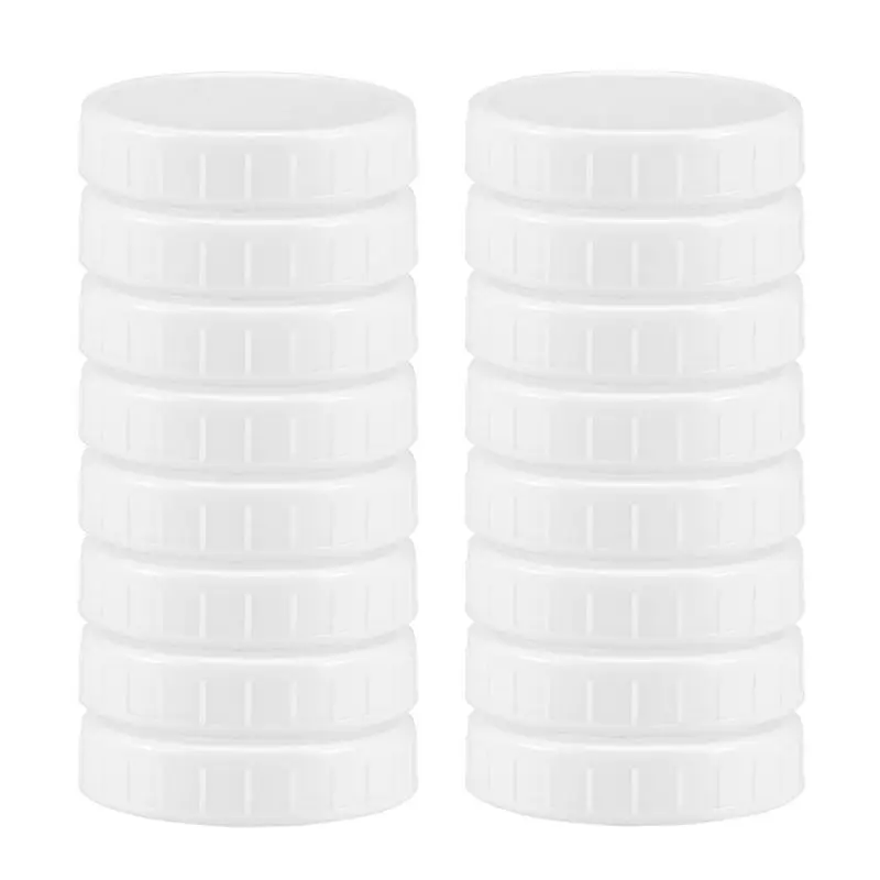 LICE-16 Pack Wide Mouth Jar Lids,Plastic Storage Caps For Canning Jars,Leak-Proof And Anti-Scratch Resistant Surface