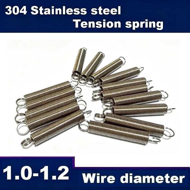 304 Stainless Steel Extension Spring Double Loop Single Hook 1mm 1.2mm Wire Dia 5-10pcs/lot Tension Pull Springs for DIY Machine
