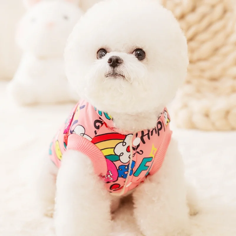 Fashion Print Dog Down Jacket Cute Soft Dog Clothes Winter Cat Jacket Coat Warm Puppy Costume Chihuahua French Bulldog Clothes
