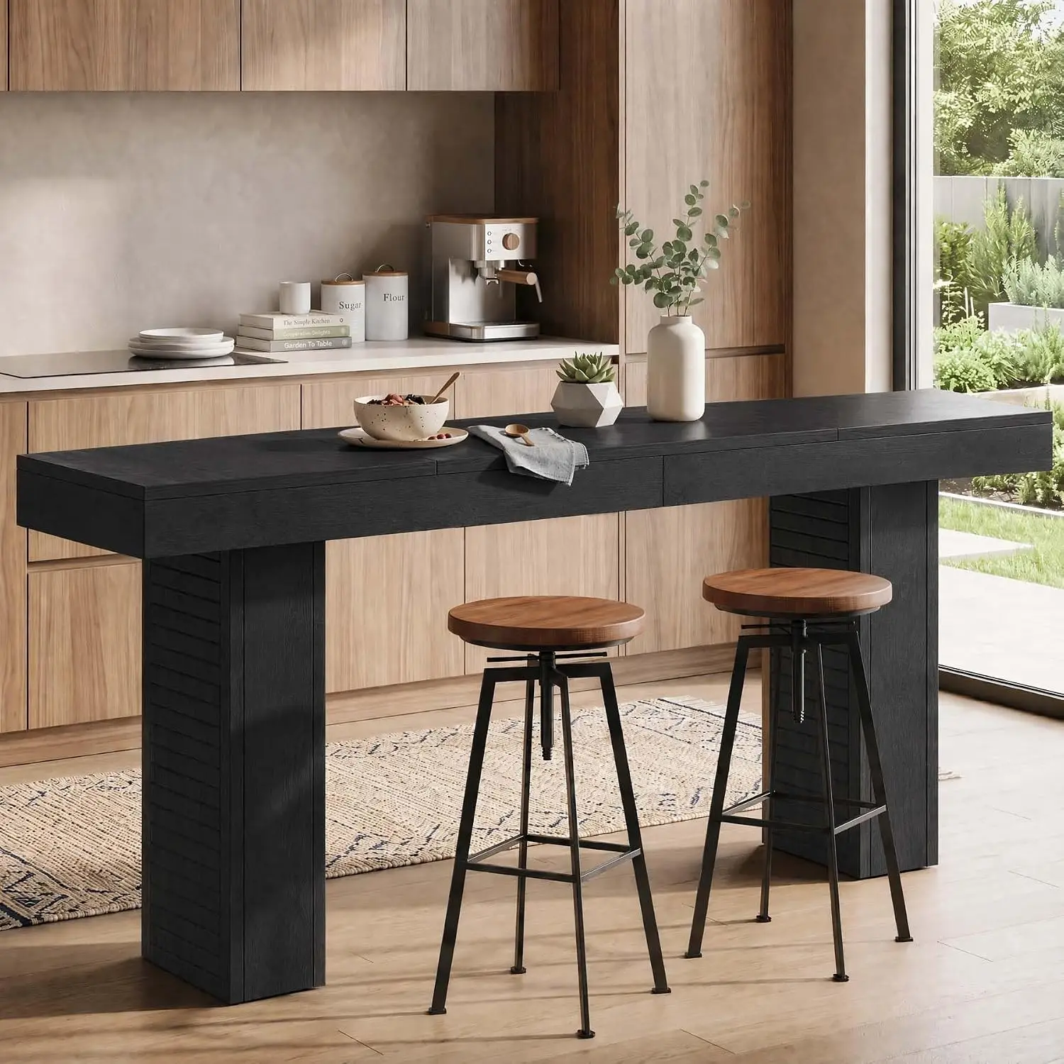 Modern Farmhouse Counter Height Tables, Rectangular High Top Unit for Kitchen, Dining Room