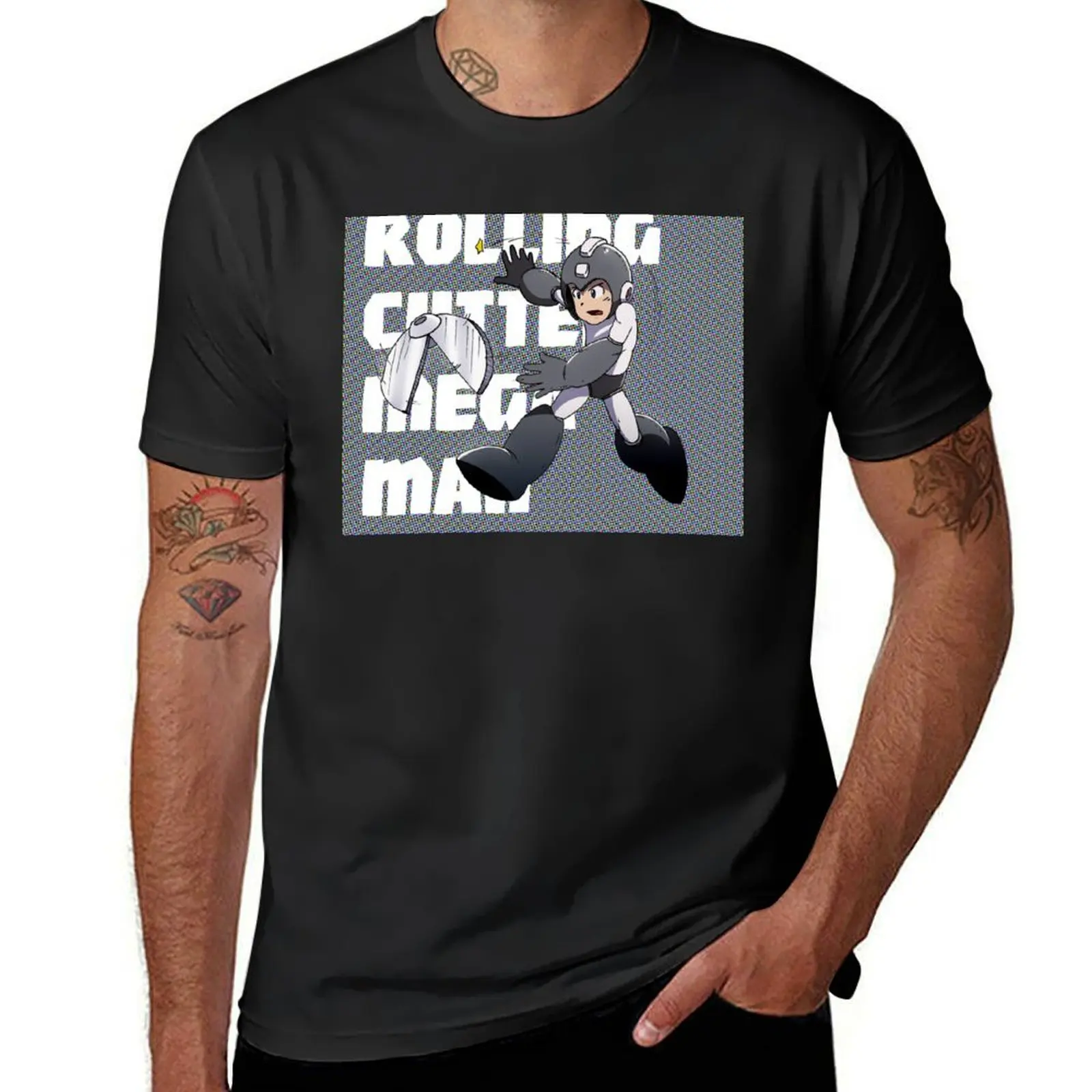 

Rolling Cutter Mega Man Illustration Original Video Game T-Shirt customs Aesthetic clothing blacks mens t shirt