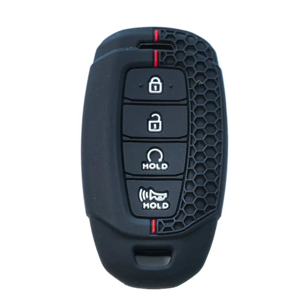 4 أزرار سيليكون حافظة مفاتيح السيارة غطاء لشركة هيونداي LA فيستا كونا 2021 Creta 2 Solaris i30 ix35 Azera ELANTRA GRANDEUR IG حقيبة مفاتيح