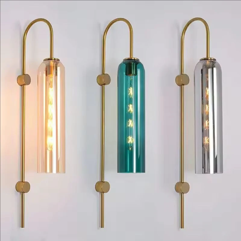 

Minimalist Glass Wall Lamp Luxury Bedside Light Background Wall Decora for Hotel Bedroom Living Room Study Room Corridor Sconces