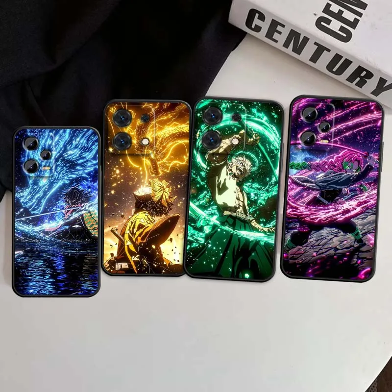 

Cool Demon Slayer Anime For Xiaomi Redmi Note 14 13 12 12S 11E 11 11S 11T Pro Plus 4G 5G Black Soft TPU Cover