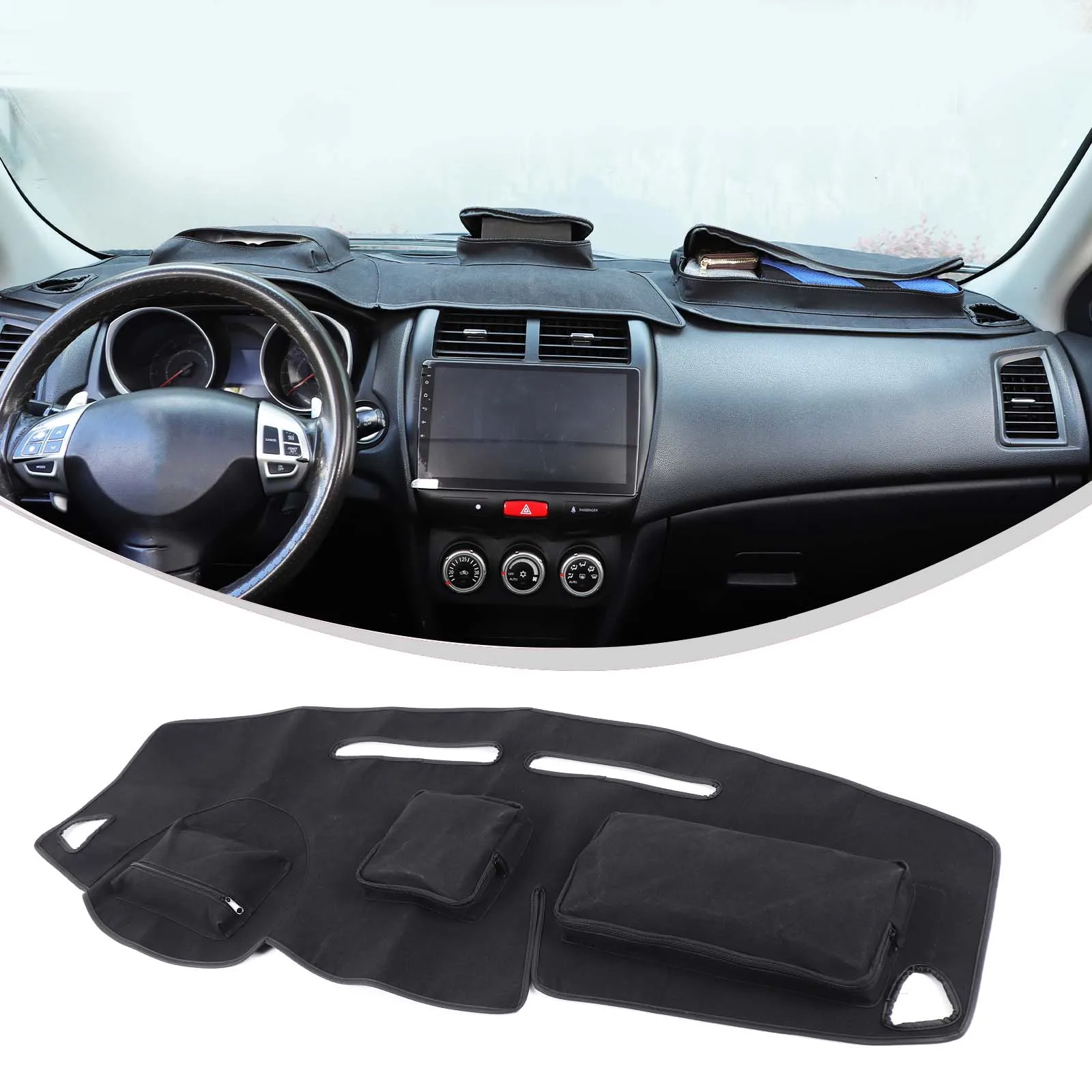 For Mitsubishi ASX RVR Outlander Sport 2011-2018 Sheepskin Car Dashboard Organiser Mat Storage Pad Stowing Tidying Accessories