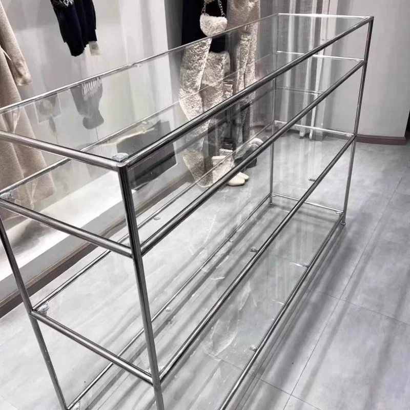 الفولاذ المقاوم للصدأ متجر لبيع الملابس رف الأحذية حقيبة رف عرض الأحذية علبة عرض المجوهرات