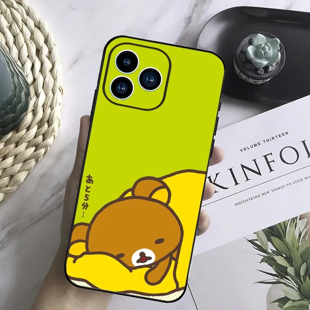 Kawaii R-Rilakkumas Phone Case For Samsung Galaxy S24 S23 S22 S21 S20 FE S10 S9 S10E Plus Ultra Lite 5G Black Phone Case