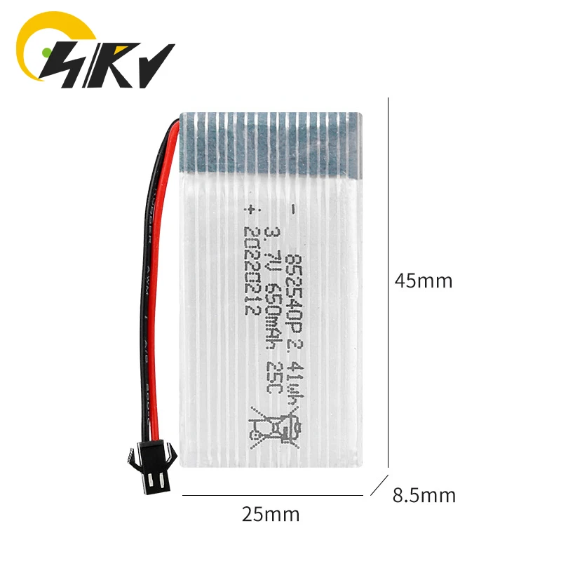 3.7V 650mAh 25C akumulator litowy akumulator litowo-jonowy do X5C X5SW 852540 zdalnego sterowania zdalnie sterowanego samolotu XH2.54 PH2.0 SM-2P