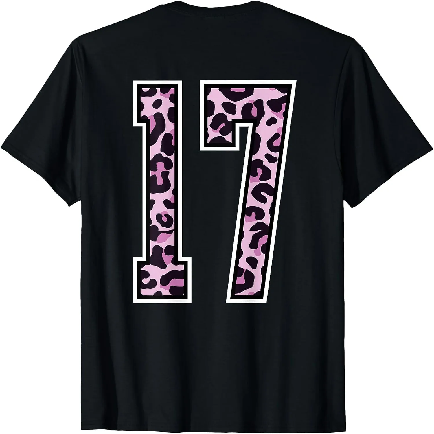Pink Leopard Number 17 On Back Jersey Lucky Number 17 T-Shirt