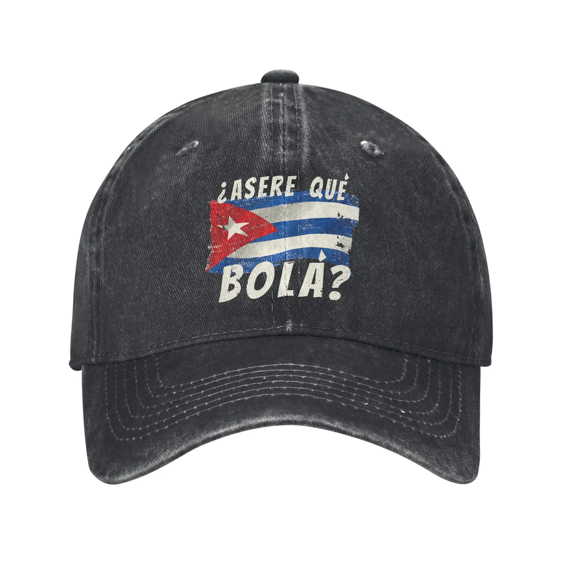 Funny Cuban Greeting Asere Que Bola Unisex Baseball Caps Flag Distressed Cotton Caps Hat Retro Outdoor Travel Gift Snapback