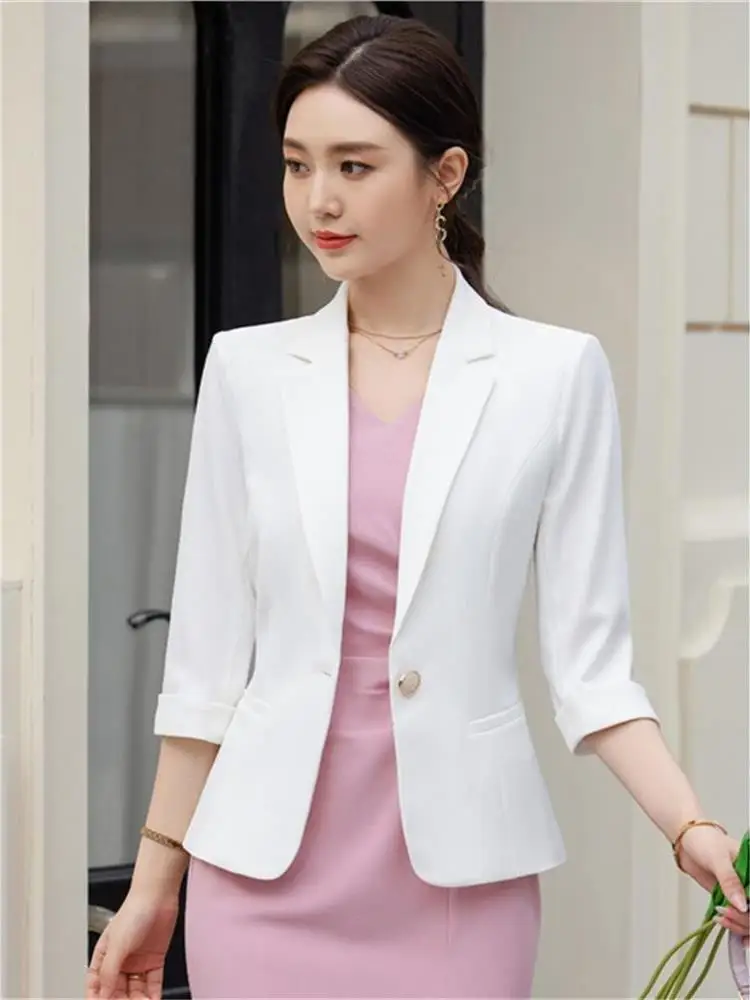 

Ele Women's Suit Jaet Faionable ature Sle Spring Autumn High-End Feel Cleanfit Design ort Length One Button