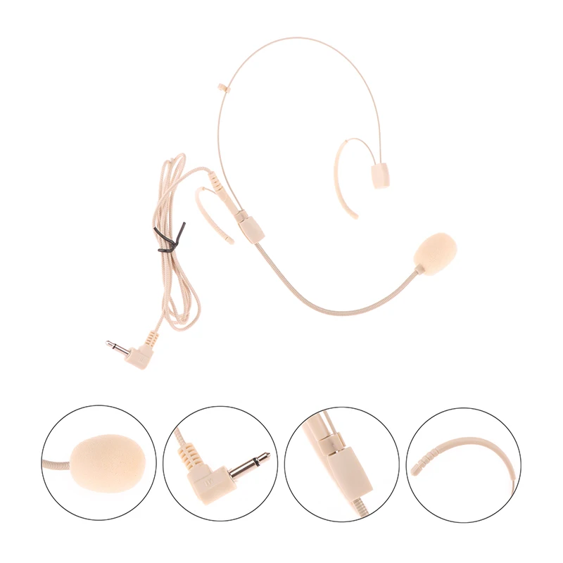 3.5mm Portable Head Mounted Earhook Wired Headset With Microphone & Loudspeaker For Speech Teaching Conference Stage Performance