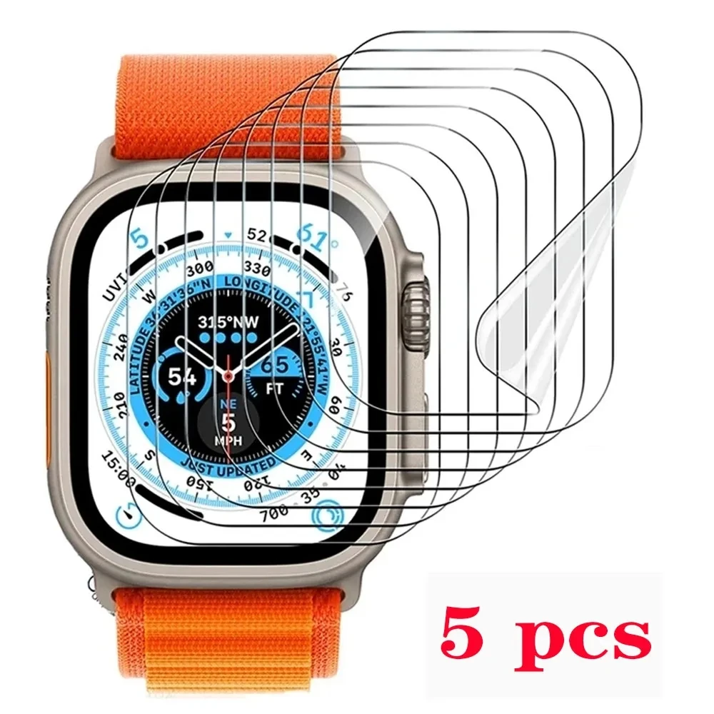 

5Pcs Hydrogel Film for Apple Watch Ultra 9 8 7 6 SE 5 4 3 2 Screen Protectors iWatch Series 49mm 45mm 42mm 44mm 41mm 40mm