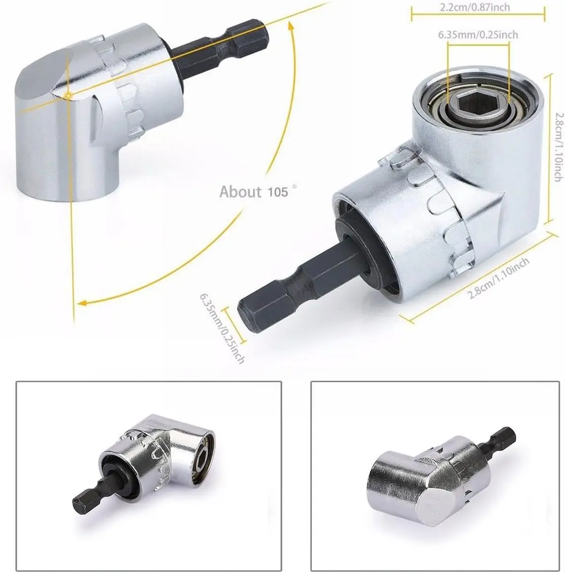 105 Degree Turning Screwdriver Joint Electric Drill Corner Attachment Extension Socket Screwdriver Head Tool