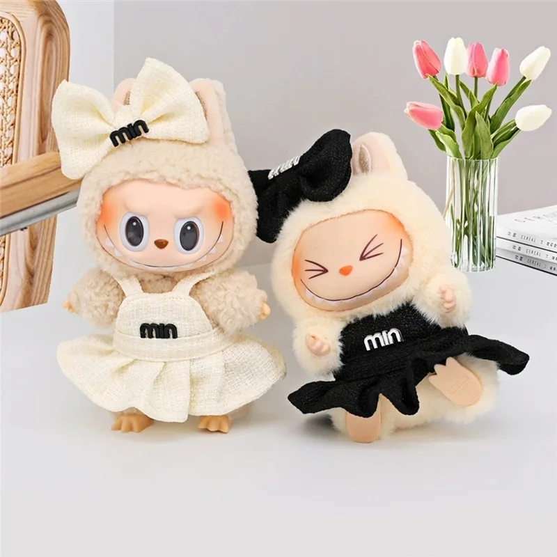 15 17cm For Labubu Doll Luxury Sweet Style Skirt Dress Outfit Clothes With Bow Inverted Triangle Dress Shoes Set Ropa Clothing