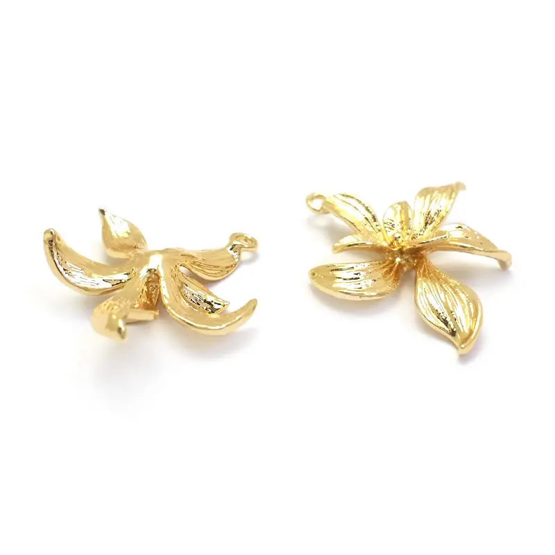 10PCS 20x22MM 18K Gold Color Brass Orchid Flower Charms Pendants High Quality Jewelry Earrings Making Supplies Diy Accessories