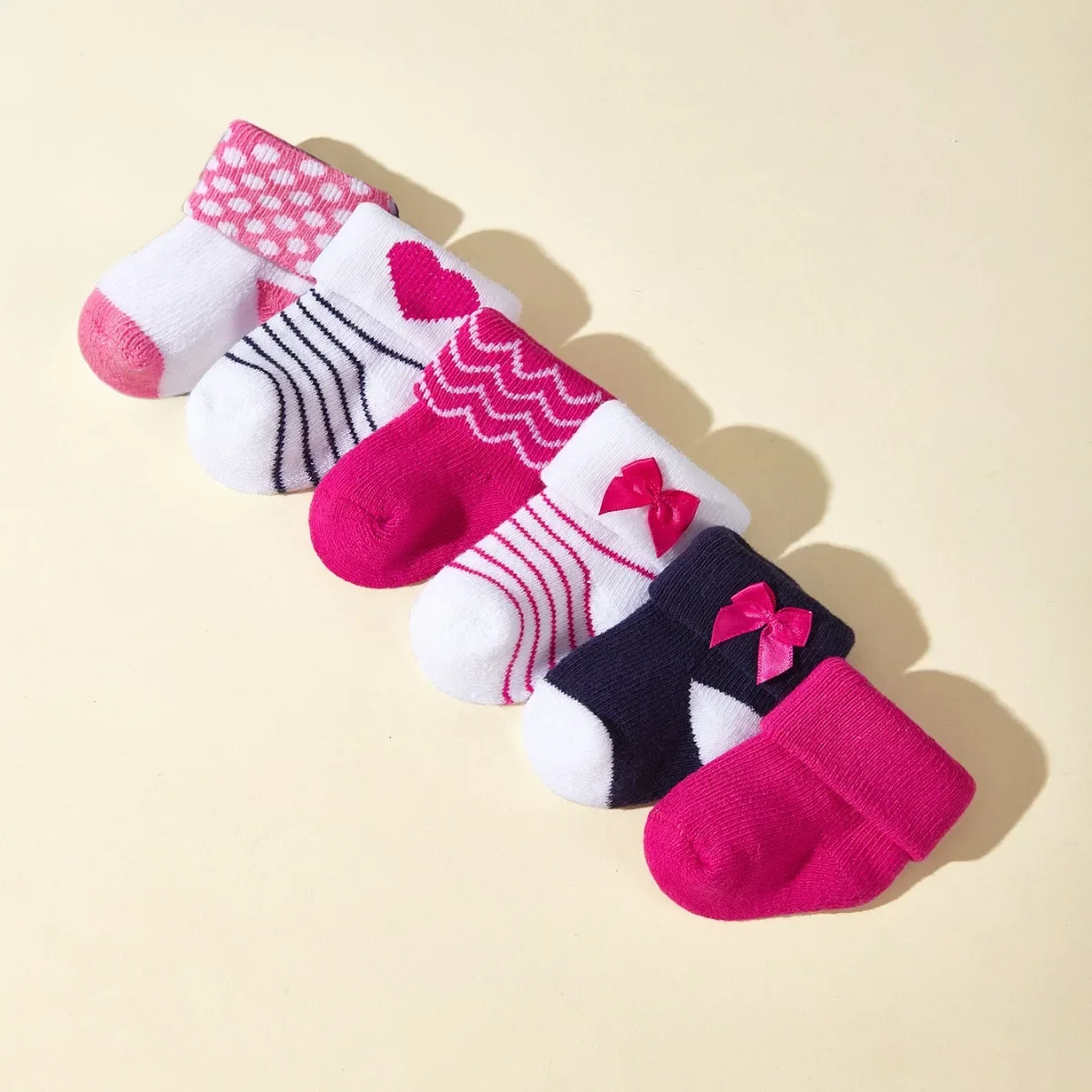 6 זוגות pinky צבע pinky תינוק בנות inantil looped גרביים חמים חם סתיו גרב החורף סתיו גרב