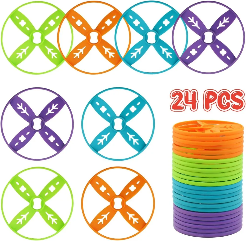24 Pack Flying Discs Supplement Set - Compatible with Most Handheld & Foot-Powered Toys, 4 Vibrant Colors view 4