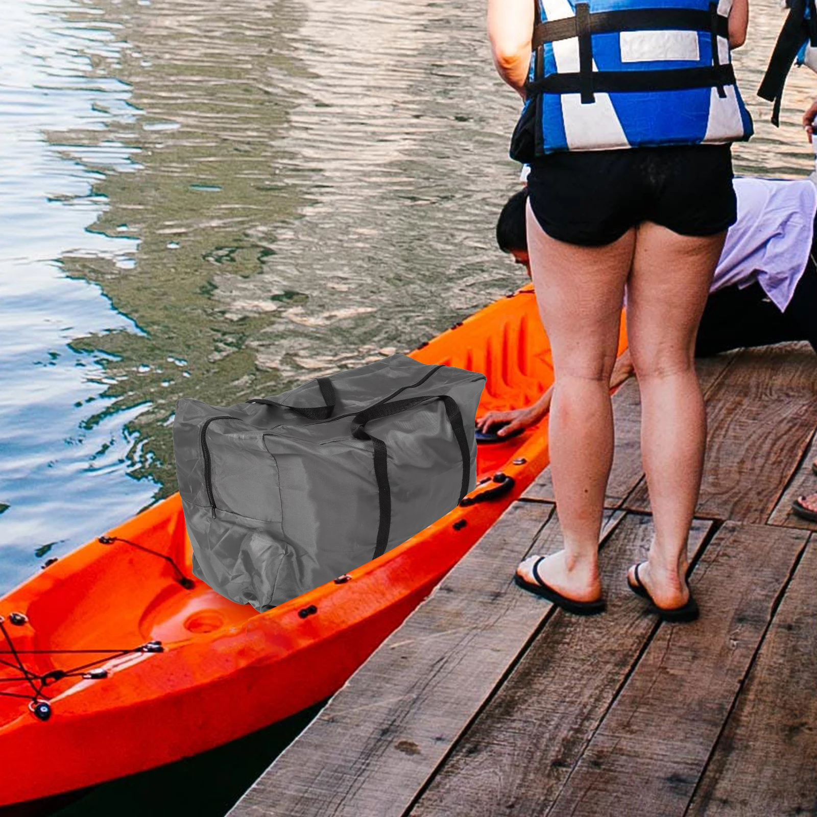 

Inflatable Boat Bag Kayak Storage Grey Polyester Paddleboard Travel Carrying Portable Multifunctional Canoe Bags Storage Pouch