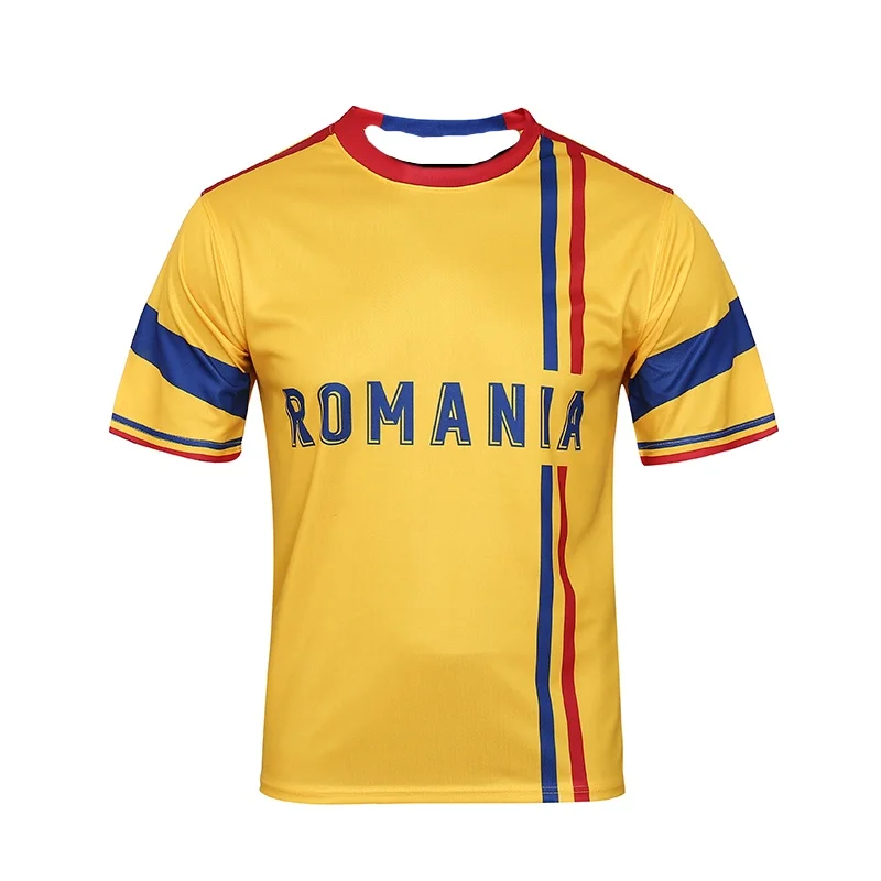 New Romania Team and Club Quick Drying Men's Football Uniform, Adult Short Sleeved Training Shirt, Comfortable and Casual