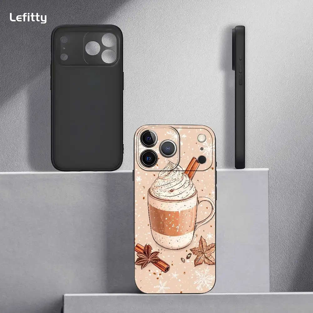 Hot Coffee phone case for iPhone 17 16 15 14 13 Pro Max Plus Mini Frosted Soft Case Funda Shockproof Cases