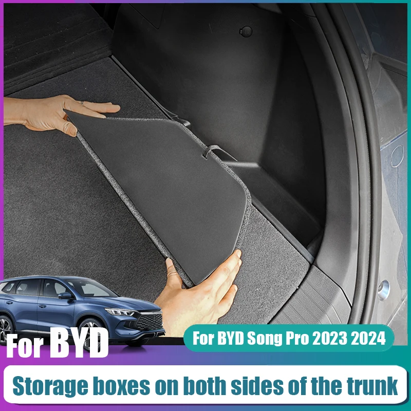 For BYD Song Pro 2023 2024 Automotive interior modification Storage boxes on the left and right sides of the trunk With cover