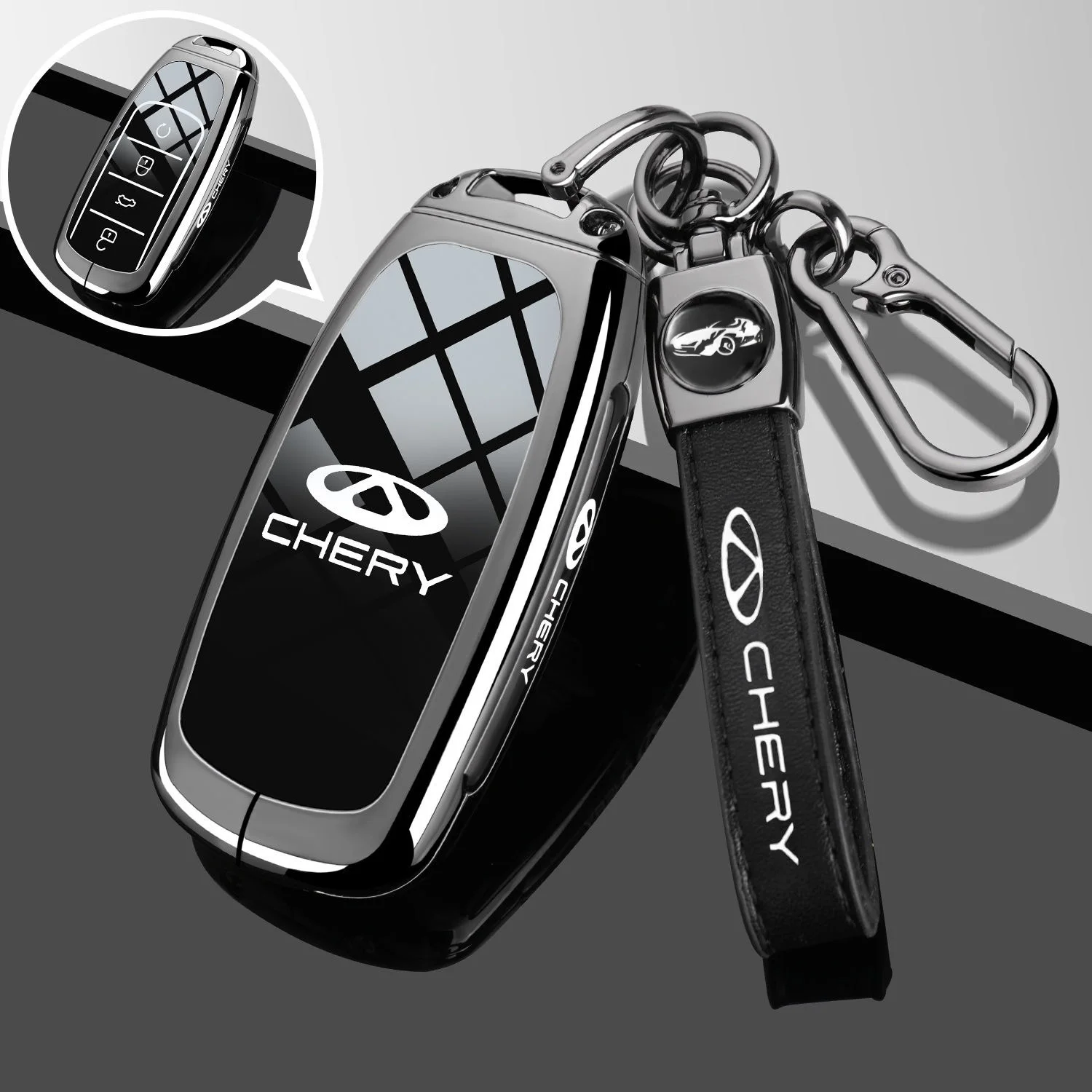 Zinc Alloy Car Key Case for Chery Tiggo 7 Pro 8 9 Plus 2024 2025 Keychain Remote Cover Shell Housing Ring Holder Fob Accessories