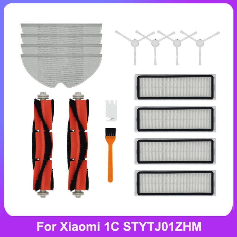 Certer rolo principal + escova lateral filtro hepa esfregando pano para xiaomi 1c 1 c vassoura robô vácuo mop mijia c1 acessórios