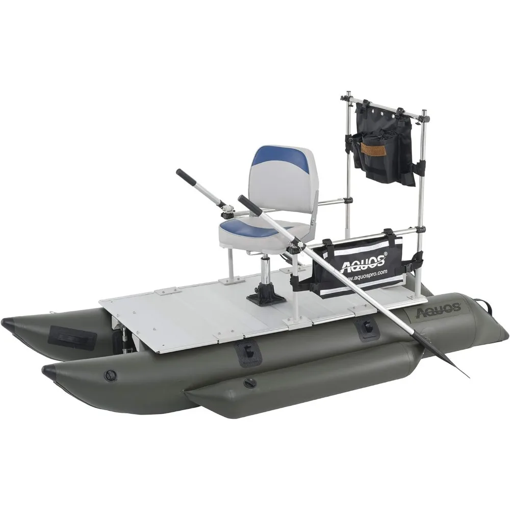 Heavy-Duty for One Series 8.8plus ft  Inflatable Pontoon Boat with Stainless Steel Guard Bar and Folding Seat