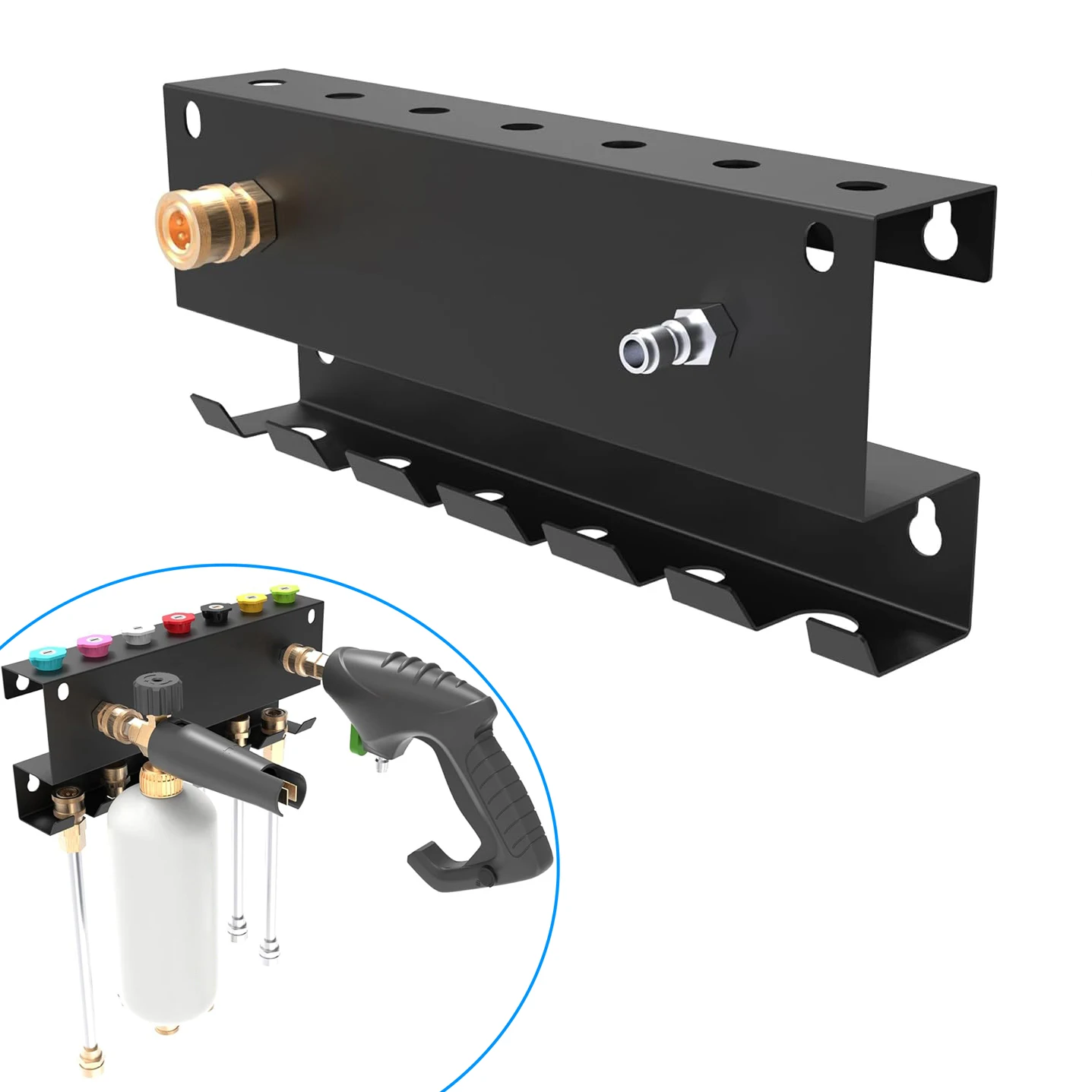 Pressure Washer Gun Holder，Wall Mount Foam Cannon Holder，Tool Storage Rack for Pressure Washer Wand/Nozzle Tips Car Wash