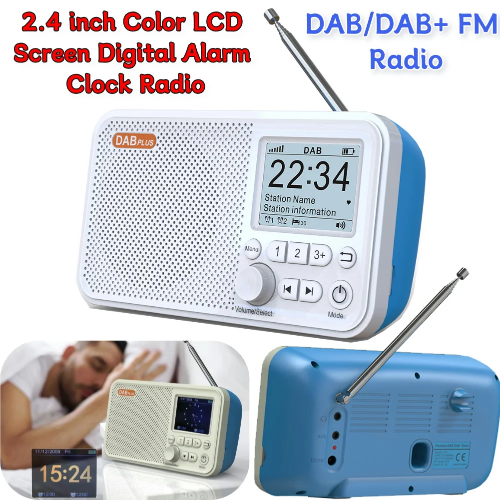 C10 Tragbarer Wecker DAB DAB+ FM Bluetooth-kompatibles Radio mit Bluetooth 5.0 2,4 Zoll Farbdisplay für TF-Karte MP3-Player