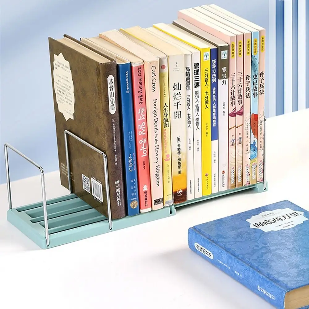

Adjustable Retractable Bookends Dividers 3 Compartments Desktop Bookshelf Easy to install Anti-drop Book Display Rack Office
