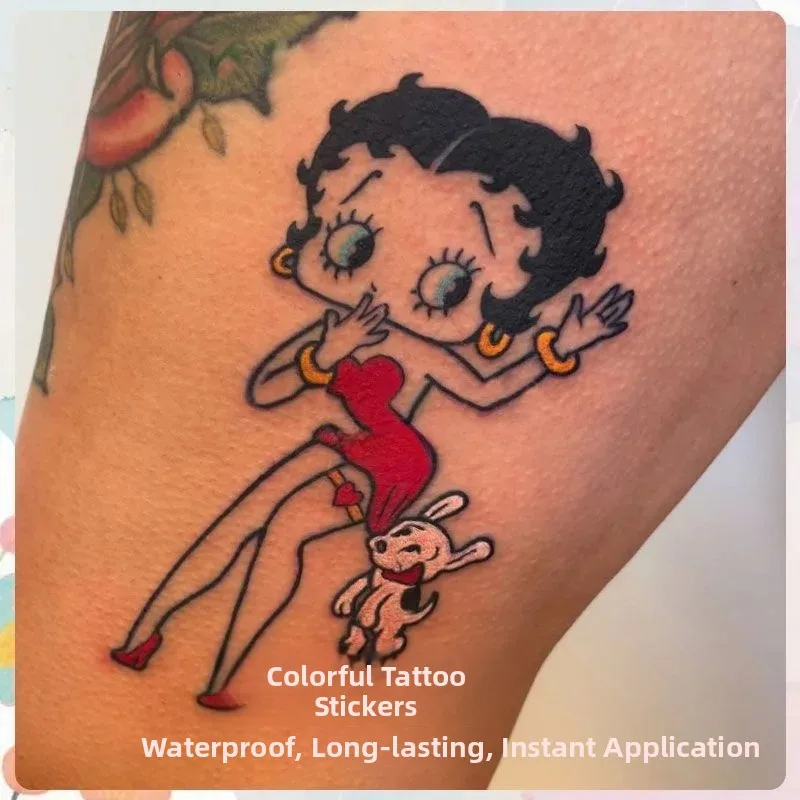 BettyBoop Cute Cartoon Anime Arm Pattern Temporary Waterproof Tattoo Stickers for Students Girls Long-lasting Body Art Decals