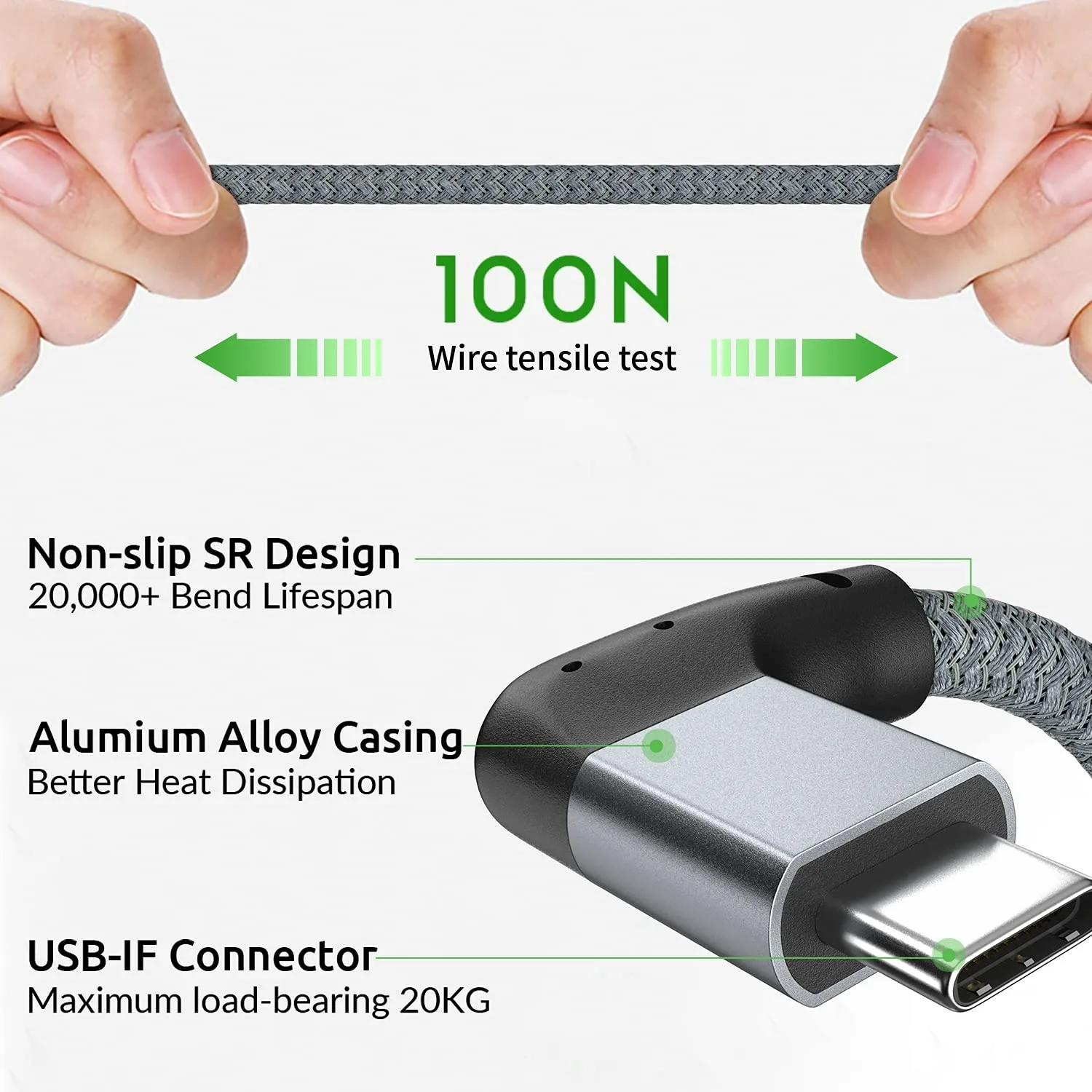 90 Degree Right Angle USB C to Type-C 100W Charging Cord with E-Marker 4K@60Hz Display 20Gbps Data Cable for Thunderbolt3 Laptop