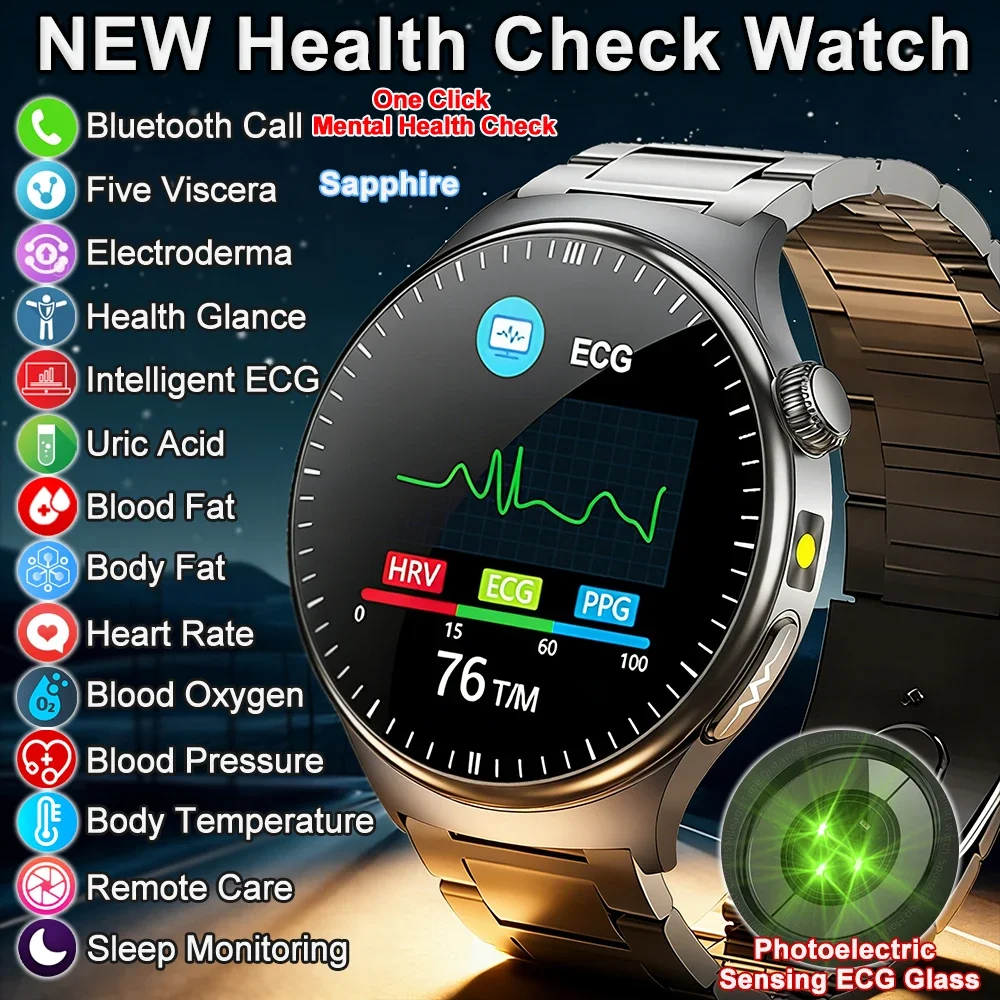 Nursing Grade ECG+PPG Smart Watch Health Analysis Blood pressure Lipids Uric acid Wireless HD Call Smartwatch Men Women