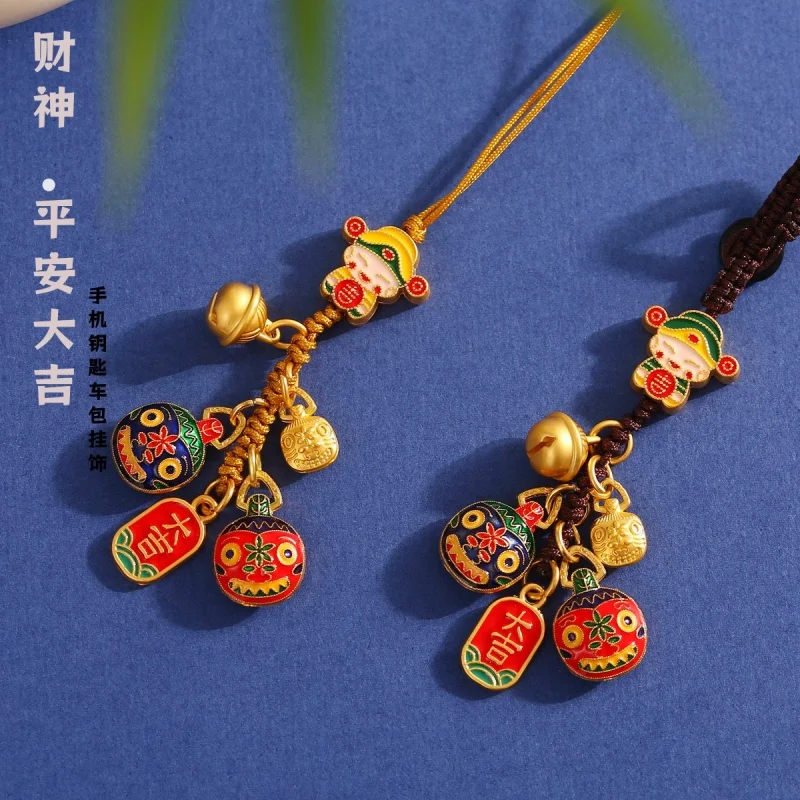 God of Wealth Peace Ancient Law Accessories National Fashion Alluvial Gold Accessories Enamel Color National Style God of Wealth