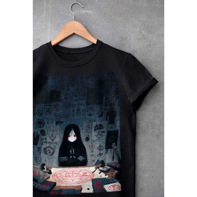 Occult Dark Anime T‑Shirt Men Women Mystic Magic Ritual Graphic Print Short Sleeve Crew Neck Goth Streetwear Summer Fashion Tee