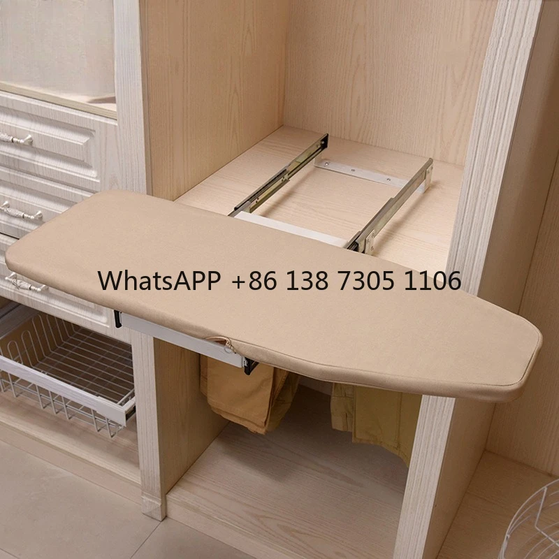 

Wardrobe 180 ° rotating ironing board, cloakroom hidden folding ironing rack, damping telescopic push-pull