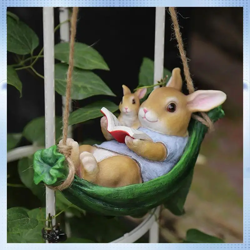 

AD-Swing Garden Ornament Courtyard Outdoor Indoor Tree Hanging Resin Swing Decoration Pendant Balcony Animal Crafts Durab