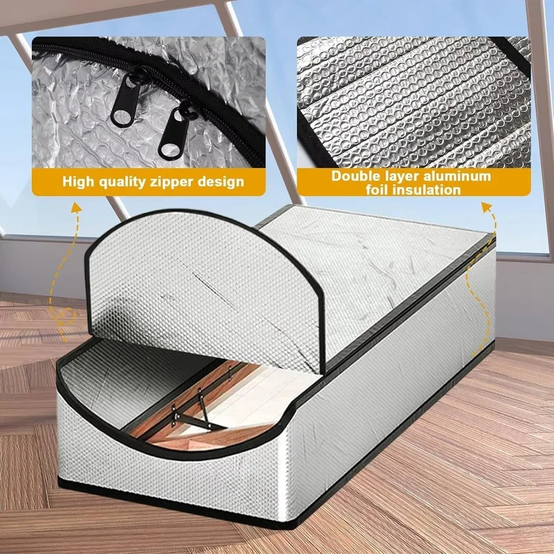 yesAttic Stairway Insulation Cover Energy Saving Attic Stairs Door Ladder Double Bubble Insulator Pull Down Stairs Tent with Zip