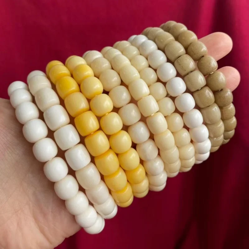 -Back round Bone Porcelain White Old-Shaped Straight Cut Pig Tooth Beads Multi-Wrap Bracelet