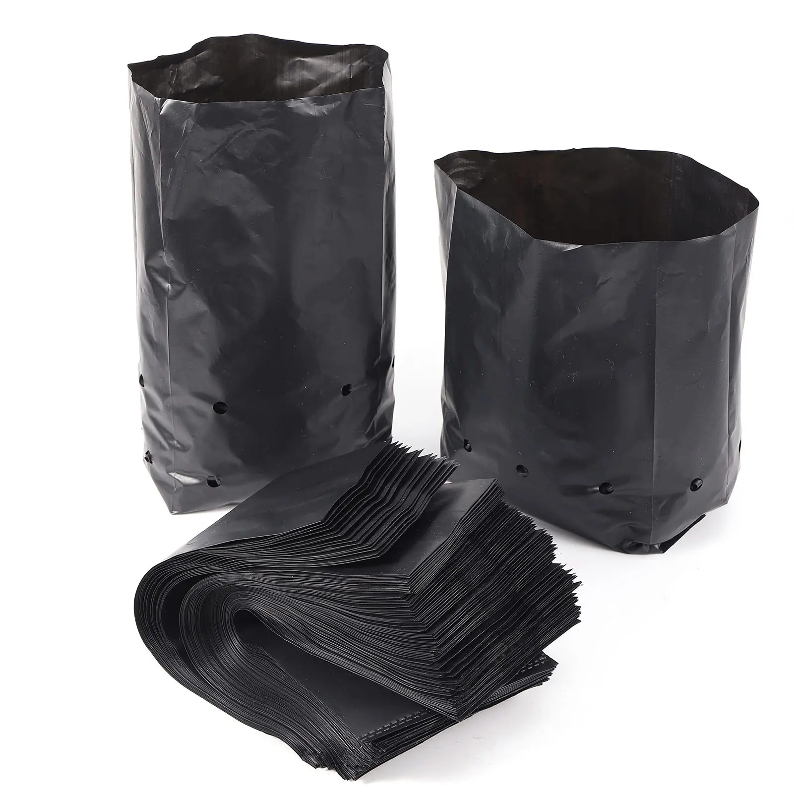 100pcs Plastic Black Nursery Bags Garden Seeding Bags Nursing Growing Bags With Breathable Holes For Fruits Vegetables Flowers