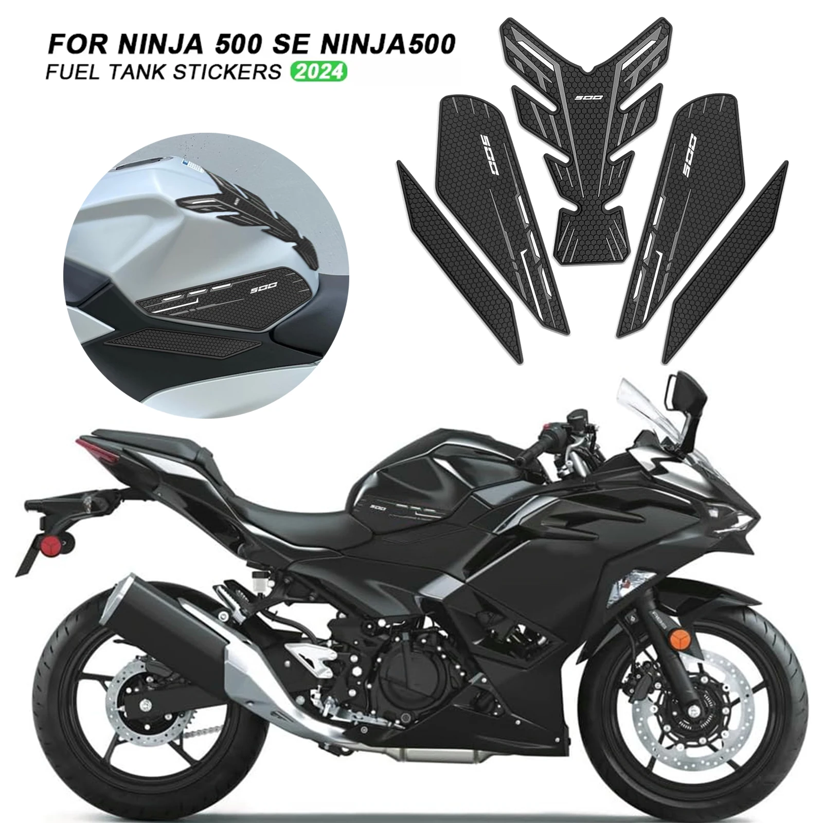 Ninja500 2025 acessórios da motocicleta antiderrapante lado tanque de combustível adesivos almofada à prova dwaterproof água adesivo de borracha para ninja 500 se 2024 2025