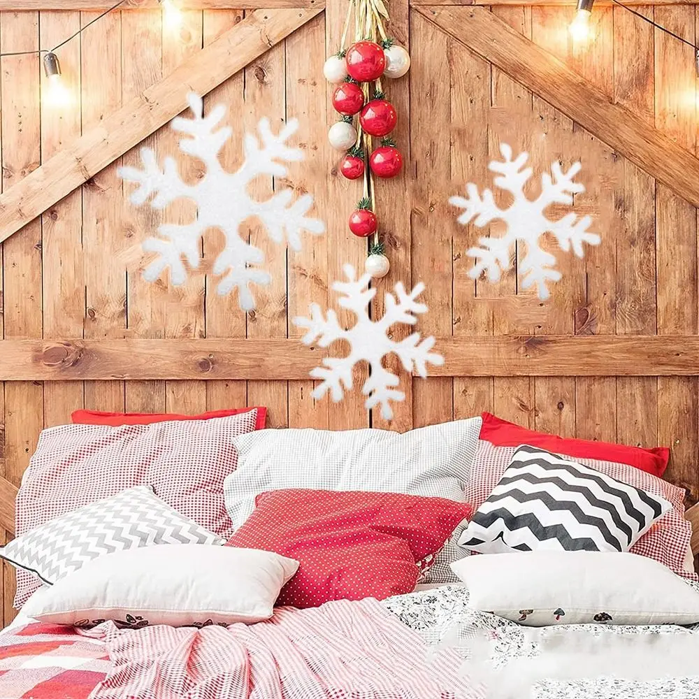 

6Pcs White Foam Snowflake Fake Hanging Xmas Tree Pendants Large Decorative Christmas Snowflakes Ornaments Christmas Party