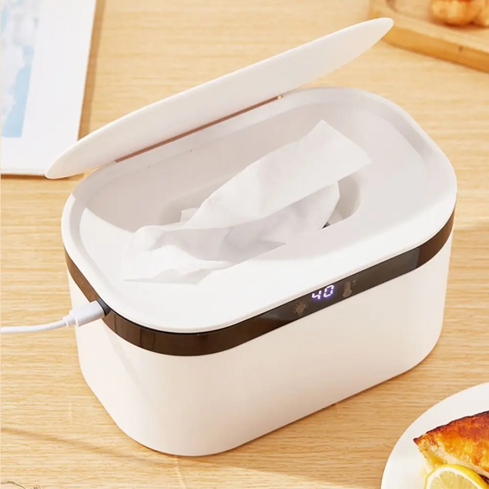 Constant Temperature Baby Wipe Warmer LED Digital Display USB Powered Wet Wipes Dispenser 5-Level Temperature Adjustment