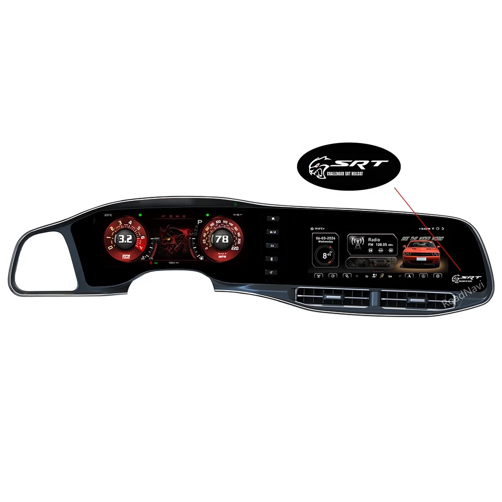 RoadNavi 12.3'' Car Dvd Player for Dodge Challenger Hellcat SRT 2010-2023 Car Radio GPS NavigationAR